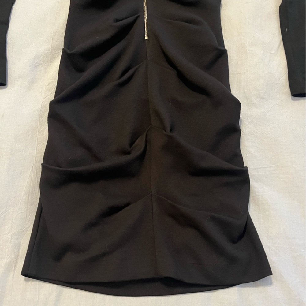 Nicole Miller Artelier Cali Ponte Dress Black Ruched Off-Shoulder Bodycon Med - Picture 7 of 14